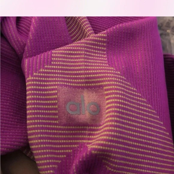 Alo Yoga Pink Illusion Seamless High Waist in electric violet and acid lime - Picture 3 of 6